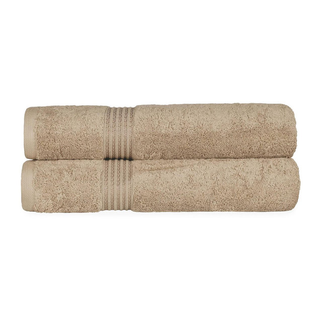 Premium Cotton Absorbent Luxury Weight Absorbent Bath Sheet Set of 2, Taupe - Blue Nile Mills