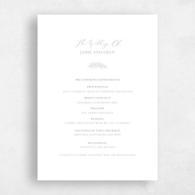 Periwinkle Gray, Grey Wedding Program - Mathias
