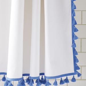 French Tassel Shower Curtain, "French Blue"