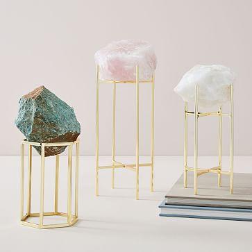 Natural Stone on Stand Objects - White
