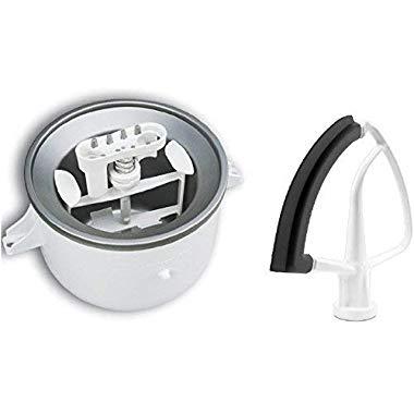 KitchenAid KSMDRTVICE3 2-Quart Ice Cream Maker & Flex Edge Beater Package Stand Mixer Attachments