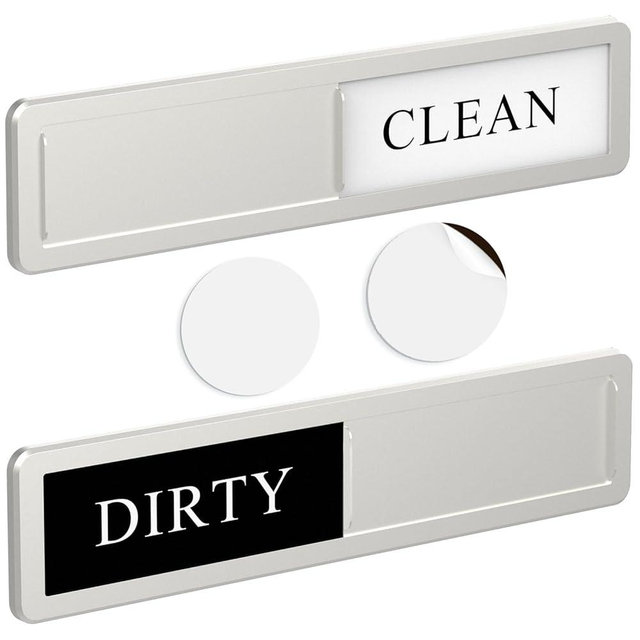 RIUOTA Premium Stainless Steel Dishwasher Magnet Sign - Aluminum Alloy Magnet - Kitchen Organizer and Gadget - Elegant Office, Home Decor - Dirty/Clean Dishwasher Indicator (Silver)