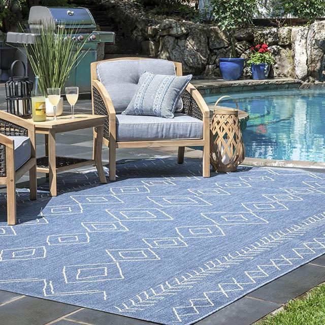 nuLOOM Sierra Moroccan Diamond Outdoor Area Rug, 3' x 5', Blue