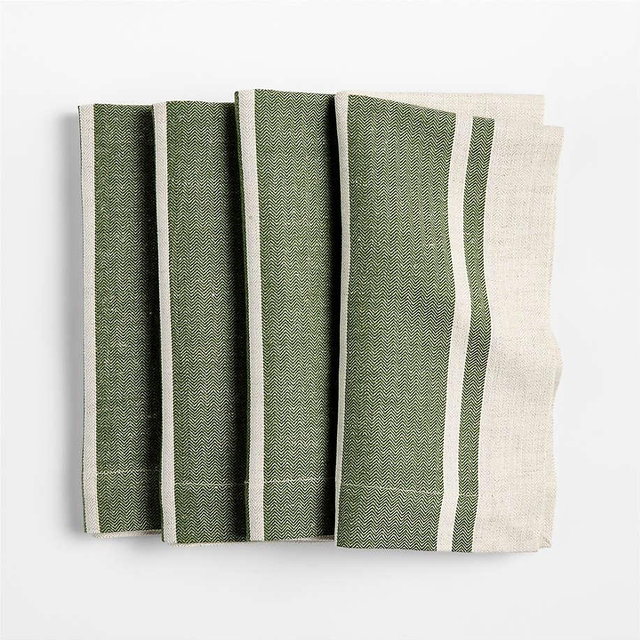 Green Stripe Napkins, Set of 4