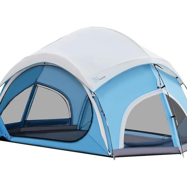 Vidalido 3-4 Person Camping Tent with 2 Large Mesh Door 4 Mesh Window Family Tents, Double Layer Waterproof Portable Easy Setup Camp Tent, Canvas Dome Tents for Camping Outdoor Hiking and Backpacking