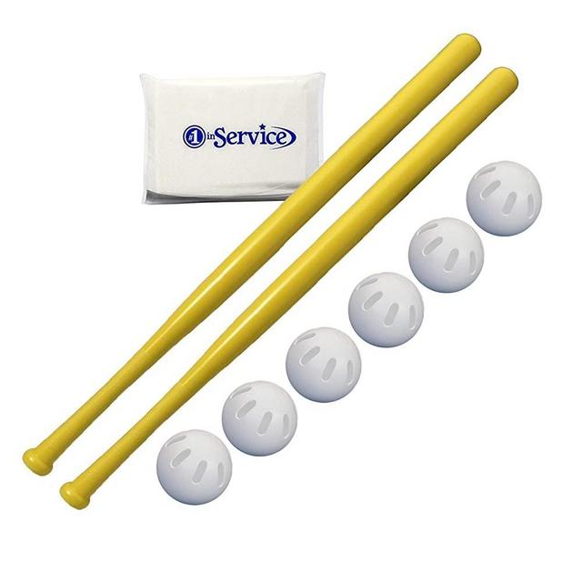 WIFFLE Ball 6 Baseballs Official Size 6 Pack, and Wiffle Ball 32" Bats 2 Pack Bundle Set, NOIS Tissue Pack Included