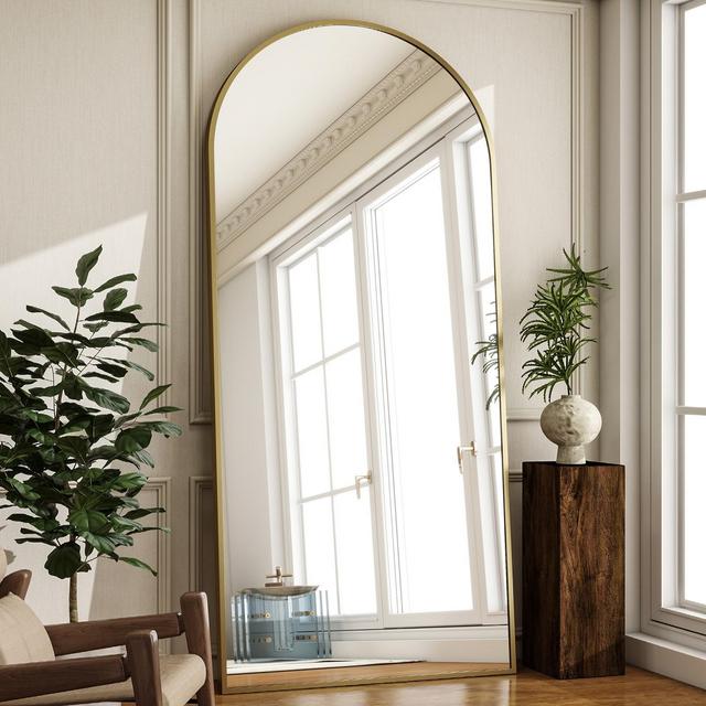 BEAUTYPEAK Arched Full Length Mirror 71"x30",Gold