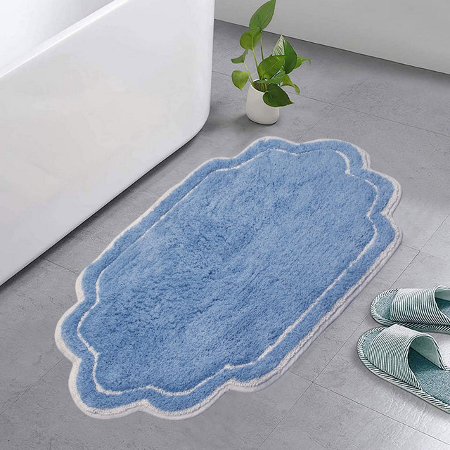 21"x34" Allure Collection Blue Cotton Tufted Bath Rug - Home Weavers