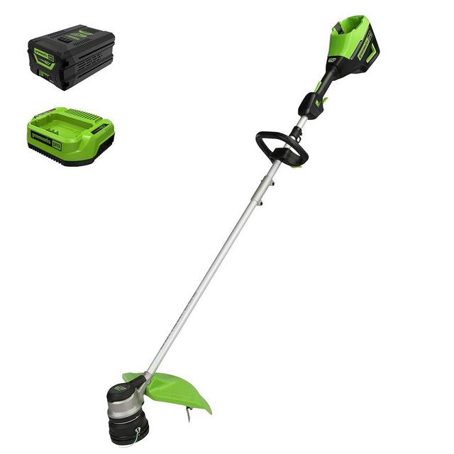 Greenworks 60V 16” Brushless Cordless String Trimmer, 2.5Ah Battery and Rapid Charger Included