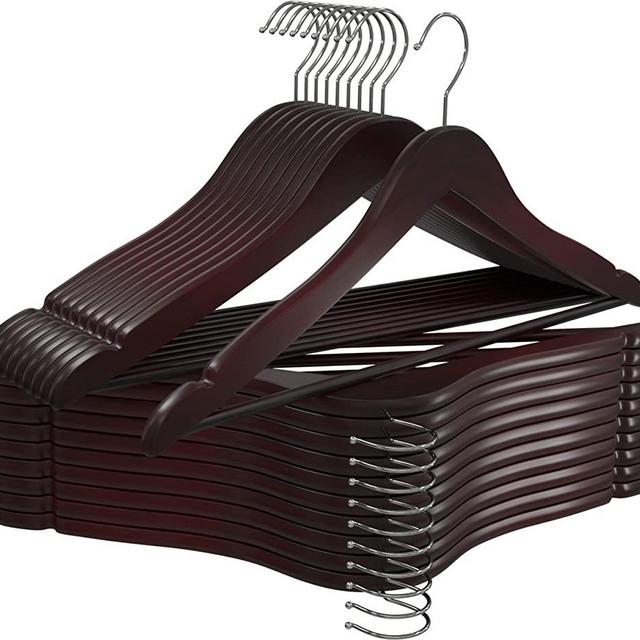 Utopia Home Premium Wooden Hangers - 360-Degree Rotatable Hook - Durable & Slim - Shoulder Grooves - Non-Slip Lightweight Hangers for Coats, Suits, Pant and Jackets (Pack of 20, Cherry)