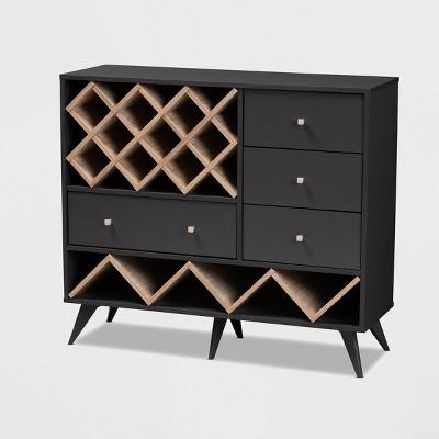 Savino and Oak Finished Wood Wine Cabinet Gray/Brown - BaxtonStudio