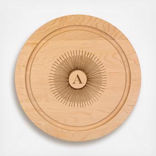 Round Sunburst Monogram Maple Cutting Board
