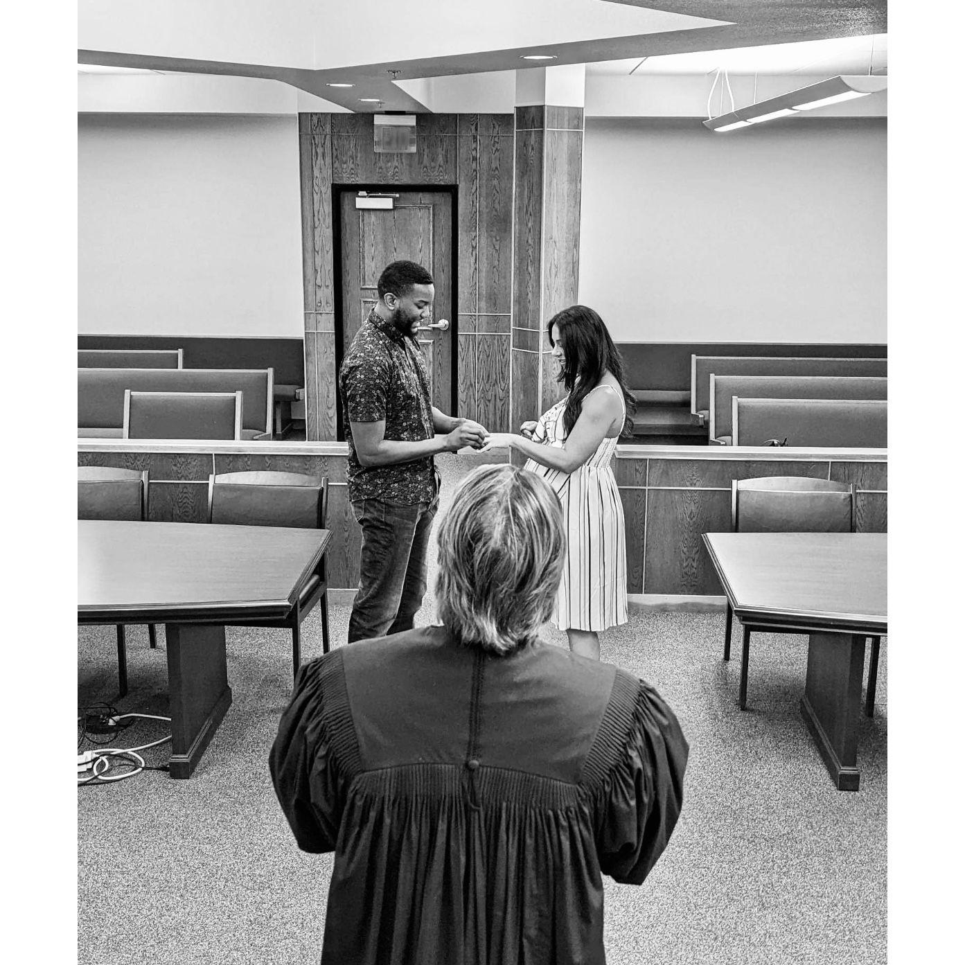 Exchanging rings at the courthouse