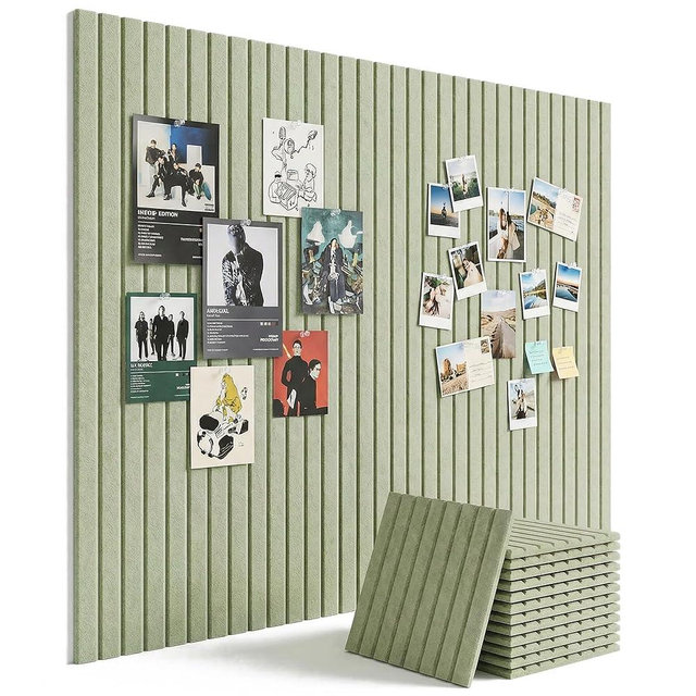 Aothia 12-Pack Felt Bulletin Board Tiles 48"x36", Modular Pin Board for Smooth Walls, Cork Board Alternative for Notes & Photos, 0.35" Thick, 70 Adhesive Tabs & 40 Pins, Sage Green