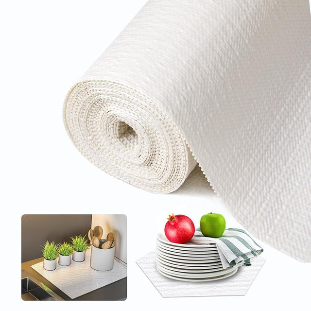 Beautysaid Shelf and Drawer Liner for Ktichen Cabinet, Non Adhesive Non Slip Shelf Paper Waterproof Washable Thickened for Dresser Pantry Shelve Bathroom Protector Liner(White,12 in x 30 FT)