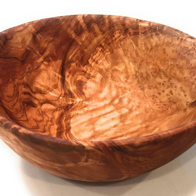 ORCHARD HARDWOODS 8" Artisan Olive Wood Serving Bowl Wooden Farmhouse Décor Bowl for Fruit, Salads, Snacks, Dips, Keys, Potpourri. In Small 6", Med 7", Lg 8", XL 11", XXL 12". (Large 8 inch)