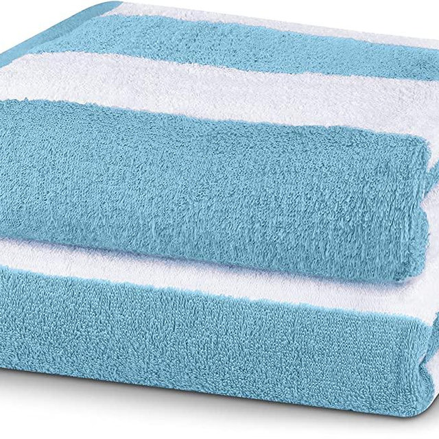 Utopia Towels Cabana Stripe Beach Towel (35 X 70 Inches) 100% Cotton Jumbo Bath Sheet, Large Pool Towels, Soft and Quick Dry Swim Towels (Pack of 2) Sea Glass Green