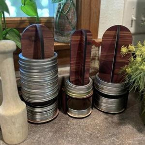 Wooden Mason Jar Lid and Ring Organizer: Rustic Canning Storage