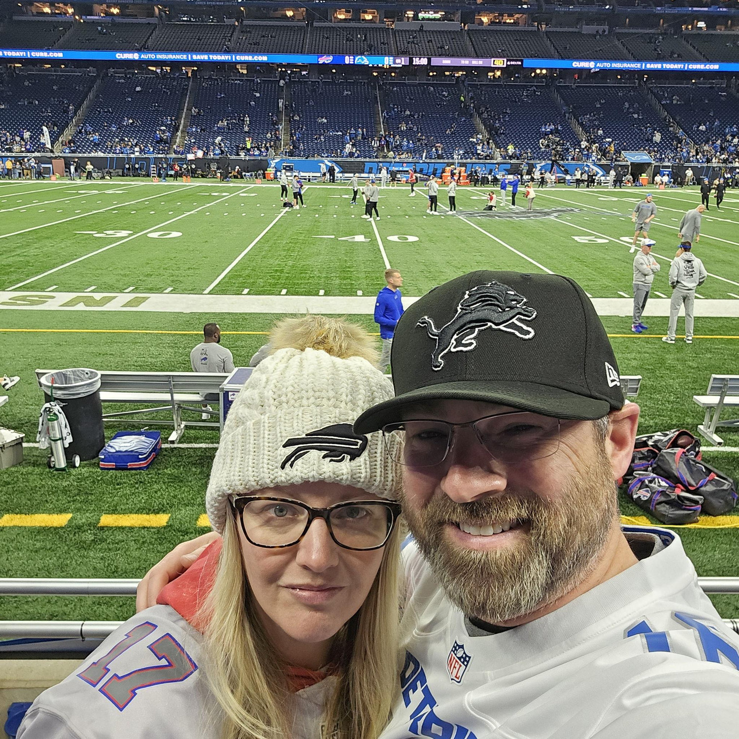 Engagement weekend! Bills/Lions game in Detroit.