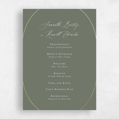 Dark Sage, Green Wedding Program - Paltz Foil
