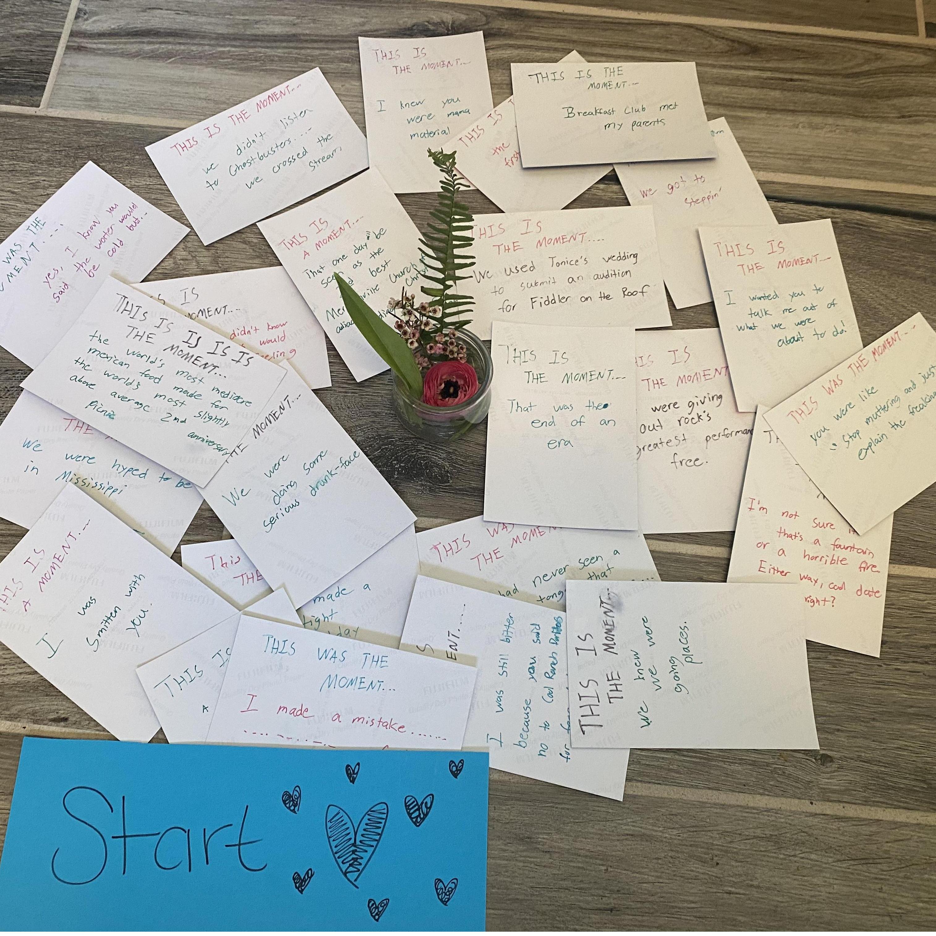 Each photo had exact memories or thoughts that Garrett had about Becky in those moments. There were over 300 printed photos.