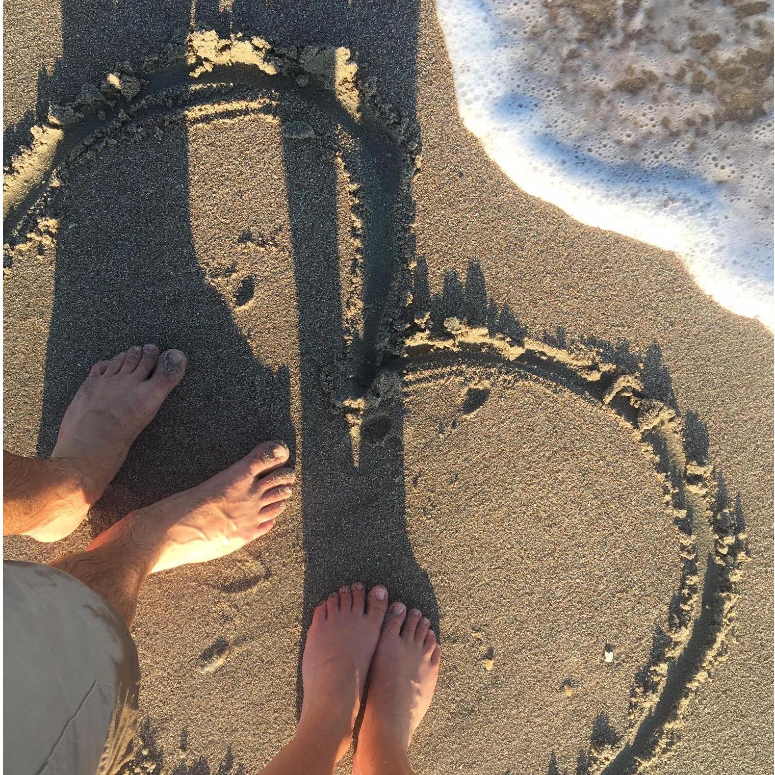Our feet in the sand. Ocean Isle Beach, NC. July 2020.