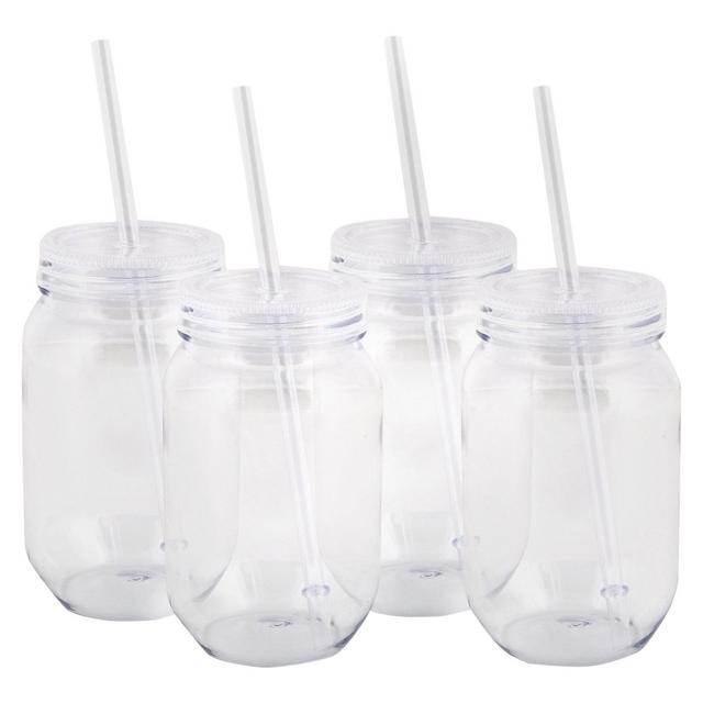 4ct Plastic Mason Jars