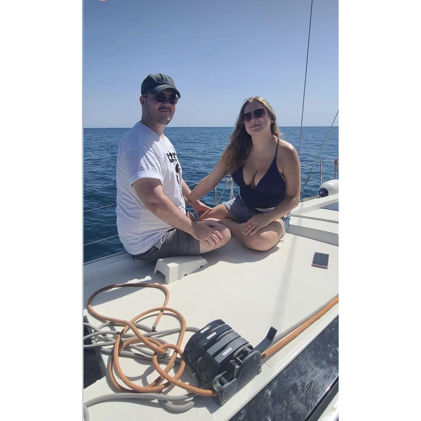 Sailing in Barcelona. Not pictured: the bird we saved, caught in a fishing line