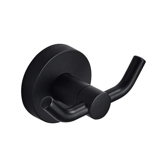 MARMOLUX ACC - Black Bathroom Hooks for Towels | Modern Black Hooks, Double Robe & Towel Hooks Ideal as Bathroom Towel Holder, Shower Wall Hook, Kitchen Hand Towel Holder