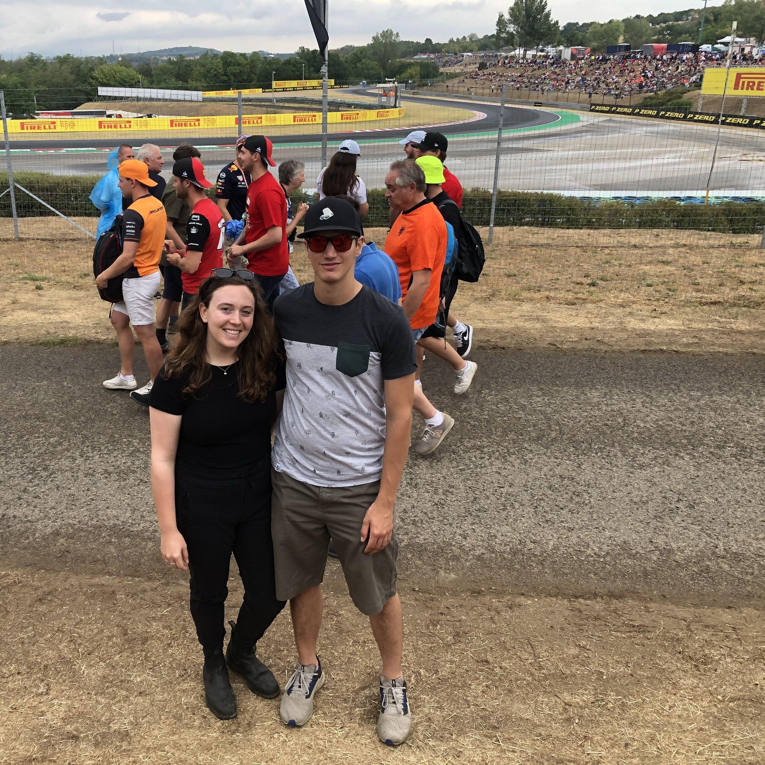 At the (very rainy!) Hungarian Grand Prix, 2022.