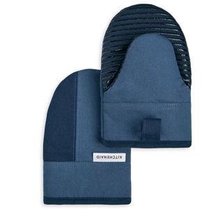 KitchenAid Beacon Two-Tone Non-Slip Mini Oven Mitt Set, Navy/Ink, 5.5"x8", 2 Piece