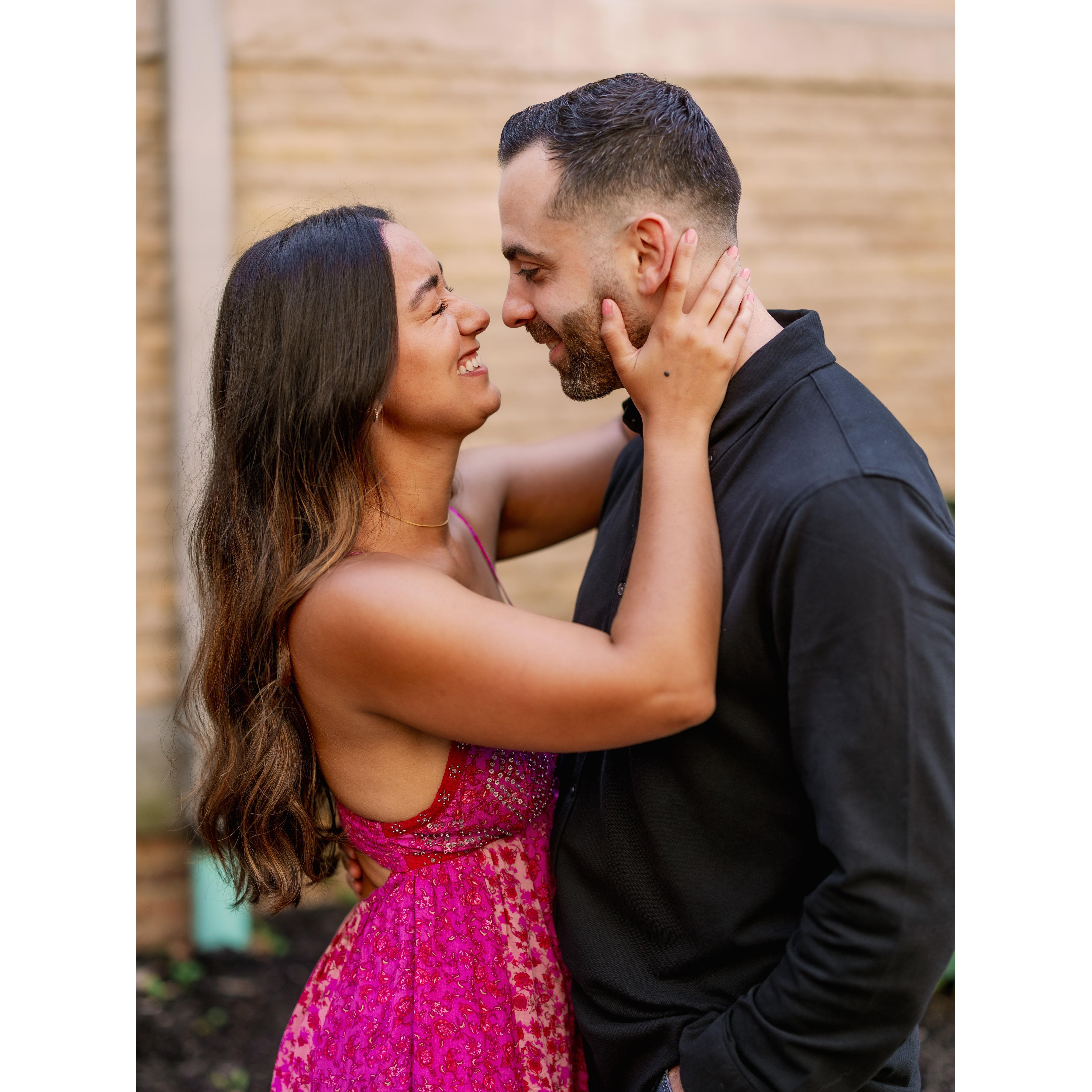 David telling Monique a cheesy joke