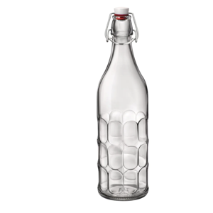 Bormioli Rocco Moresca Swing Top Bottles Set of 2-33.75 oz Airtight Glass Containers with Vintage Design for Oils, Vinegars, Liqueurs & Homemade Dressings - Reusable Italian Glass