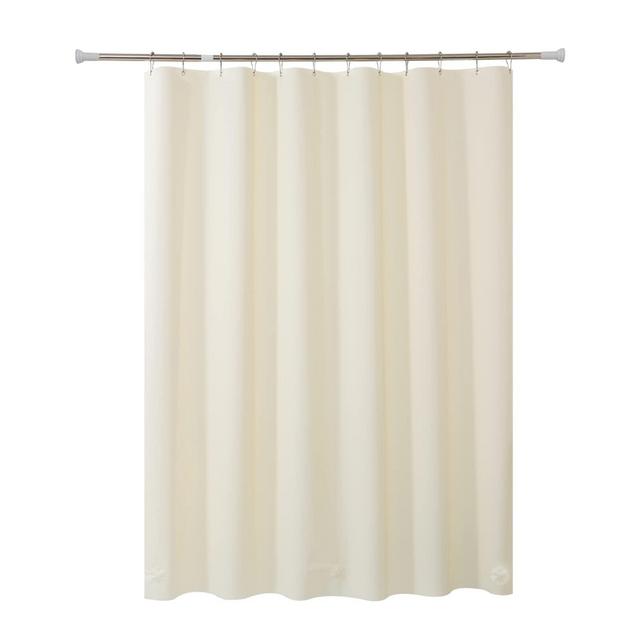AmazerBath Plastic Shower Curtain Liner, 72 x 72 Inches Beige EVA 8G Thick Bathroom Shower Curtains with Heavy Duty Clear Stones and Grommet Holes