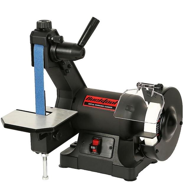 Bucktool Bench Belt Grinder Combo, 1x30 inch Belt & 6 inch Grinder, 1/3 HP Bench Belt Disc Sander Combo for Knife Making, Sharpening, Woodworking, Metalworking