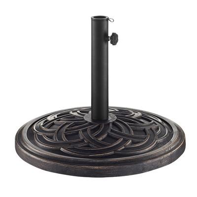 Round Polyresin Circle Weave Umbrella Base - Antique Bronze - Saracina Home