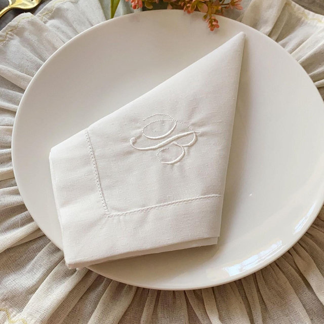 Monogram Embroidered Linen Napkins, Personalized Linen Napkin, Monogrammed Dinner Napkins, Embroidery Linen Dinner Napkin, Custom Napkin