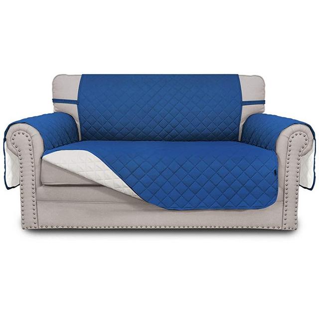 Easy-Going Sofa Slipcover Reversible Loveseat Cover Water Resistant Couch Cover Furniture Protector with Elastic Straps for Pets Kids Children Dog Cat (Loveseat, Blue/Ivory)