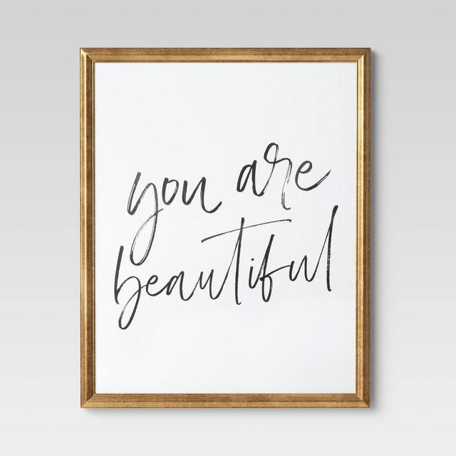 16" x 20" You Are Beautiful Framed Wall Art White/Black - Opalhouse™