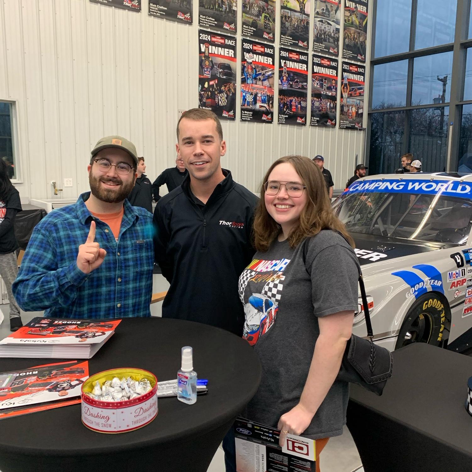 Meeting NASCAR driver Ben Rhodes at Thorsport. Sandsuky, December 2024.