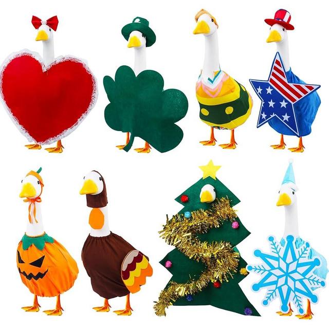 8 Set Holiday Porch Goose Outfits All Seasons Goose Clothes Seasonal Costume Clothing for Festival's Outdoor Decor