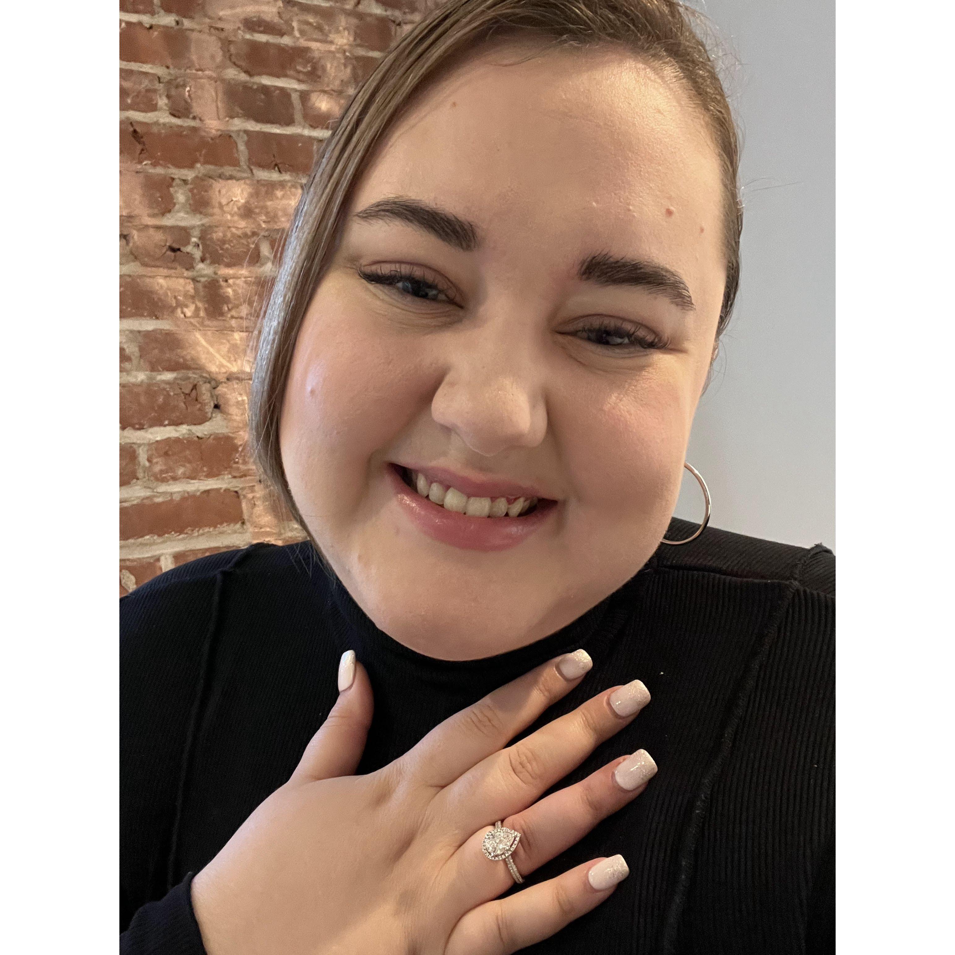 Sara was so happy and surprised! 💍