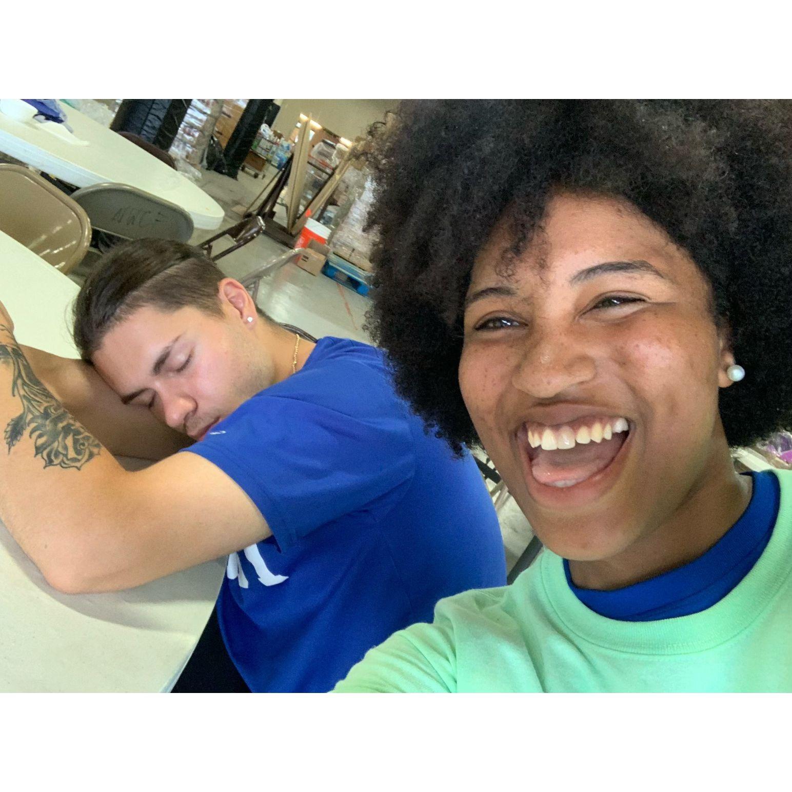 Snapped this picture of Seth sleeping after a hard day's work demoing houses in LaPlace for disaster relief.