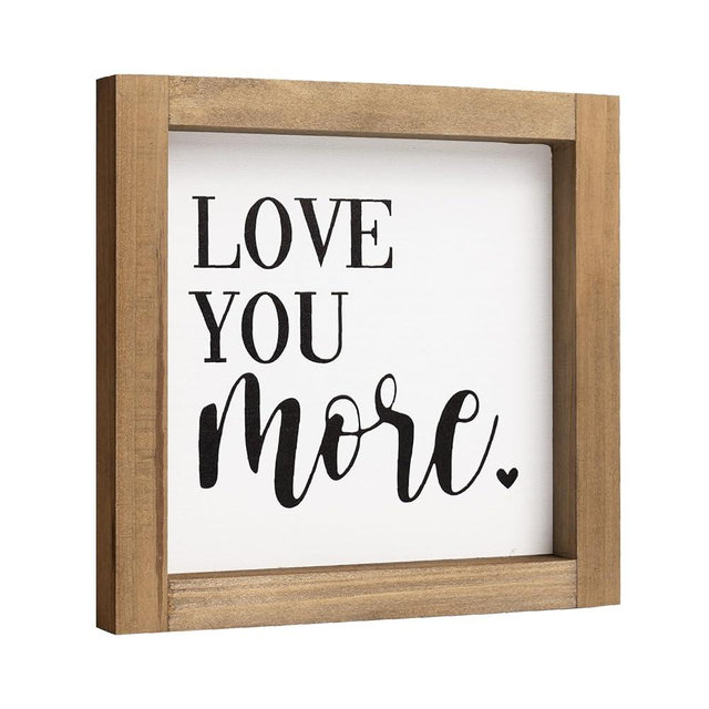 pechpell Love You More Sign, 6 Inch Wooden Romantic Valentines Day Gifts, Rustic Wall Decor Home Nursery Bedroom Shelf Table Tiered Tray Decorations