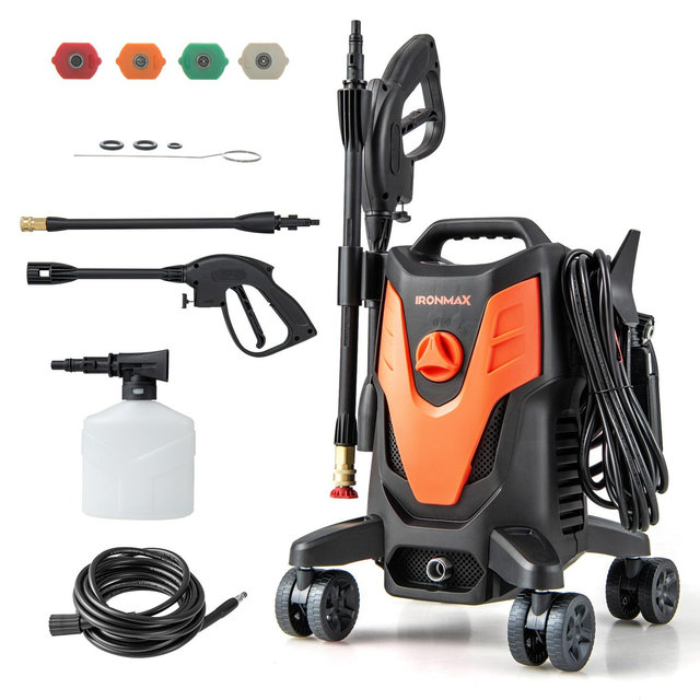 Ironmax 2400 PSI High Pressure Cleaner Machine Electric Pressure Washer with 4 Wheels Orange