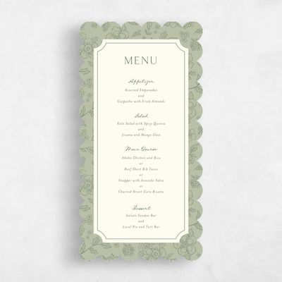 Green Scalloped Wedding Menu - Selindra