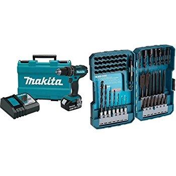 Makita XPH102 18V LXT Lithium-Ion Cordless 1/2" Hammer Driver-Drill Kit (3.0Ah) with 70-Piece Impact Drill-Driver Bit Set