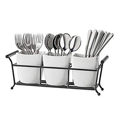 B. Smith 4-Piece Flatware Caddy in White