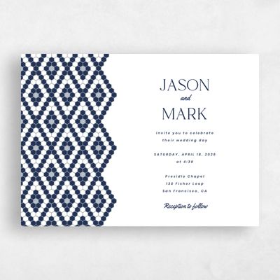Midnight Blue Wedding Invitation - Metropol Landscape