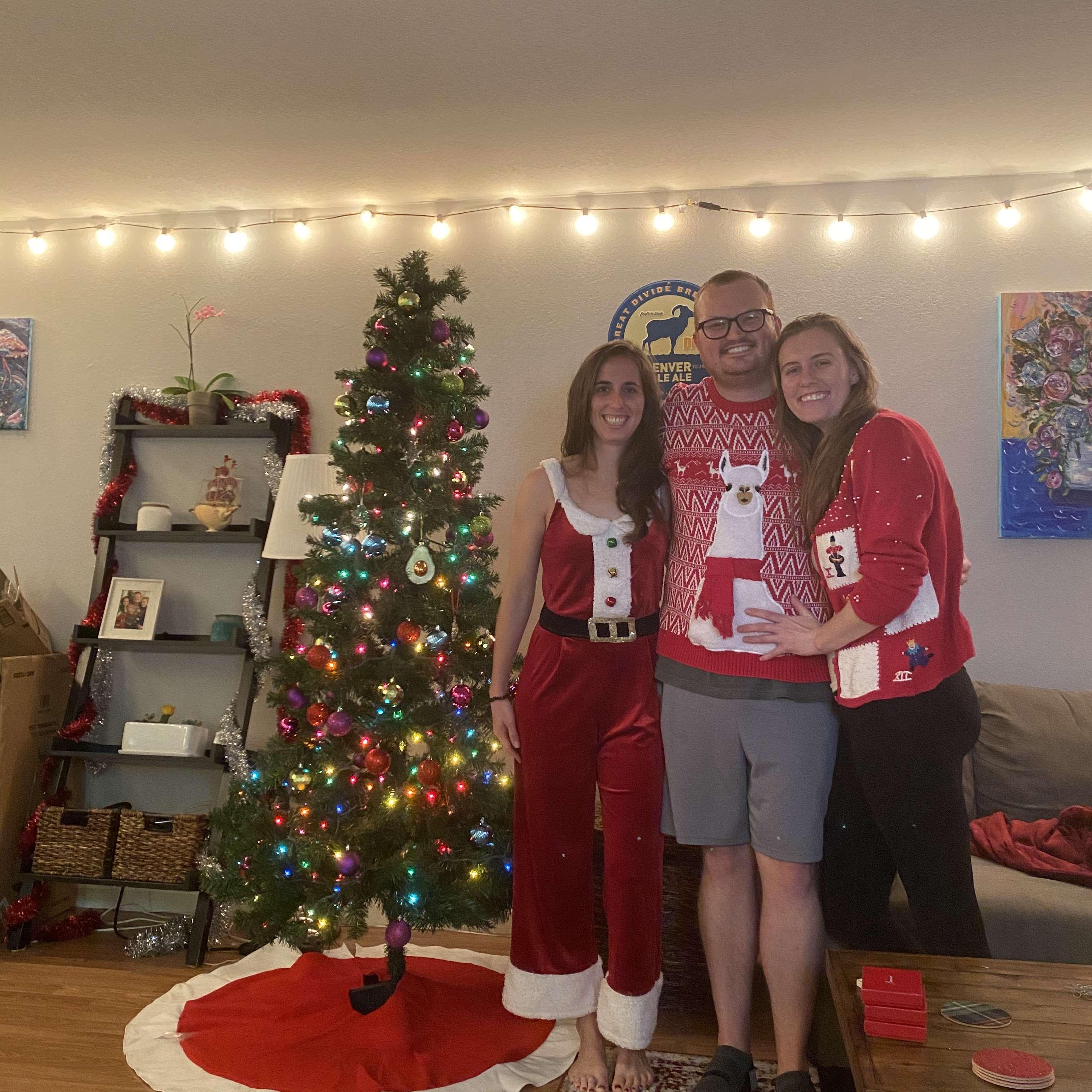 Decorating for one of our annual Christmas parties with our phenomenal roommate.